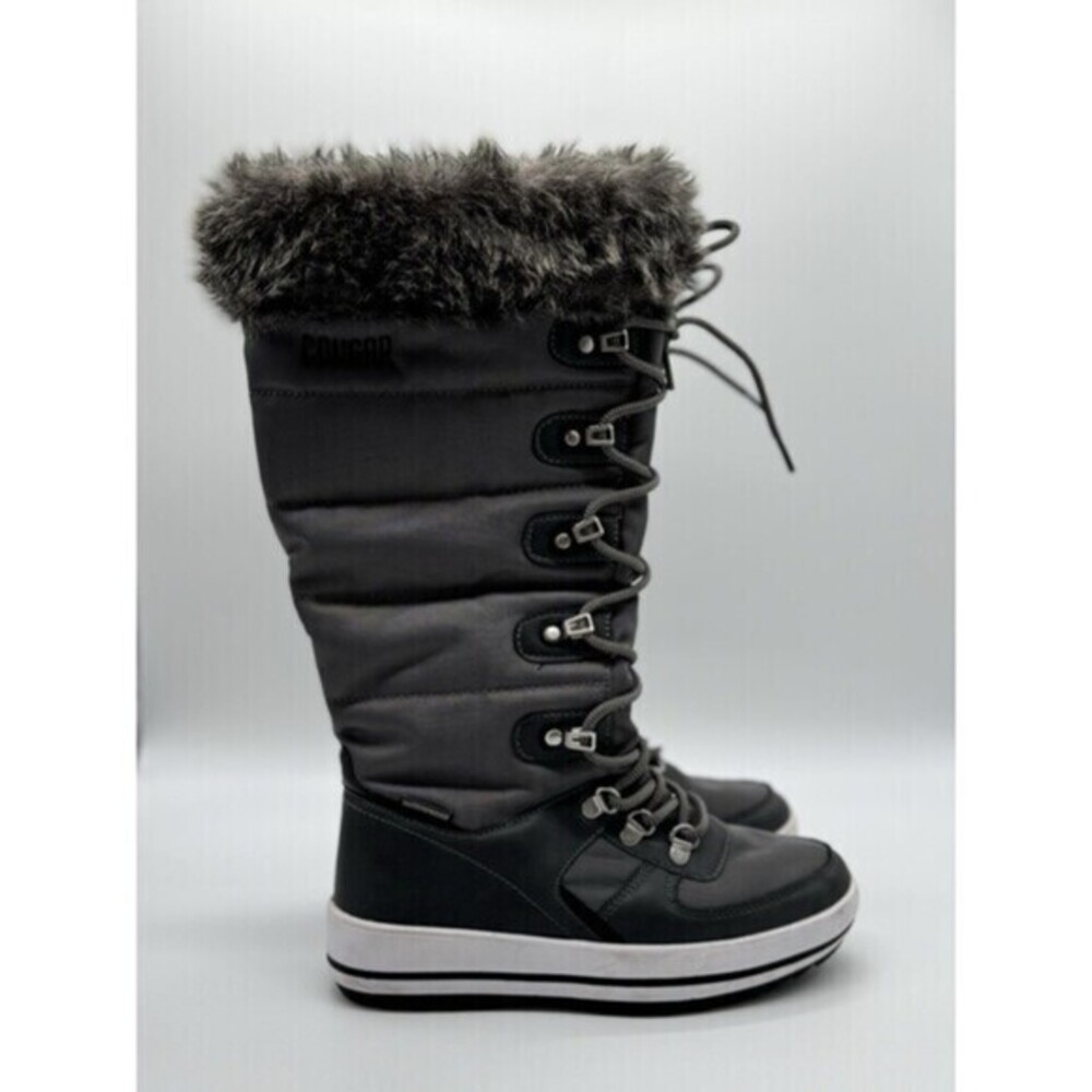 COUGAR Vesta Tall Winter Boots Grey Lace Up Womens SIZE 8 Warm Waterproof